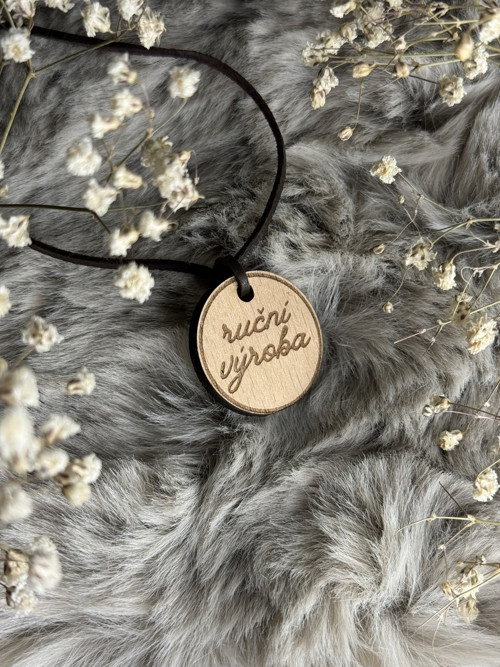 Dřevěný štítek RUČNÍ VÝROBA | handmade | KOLEČKO