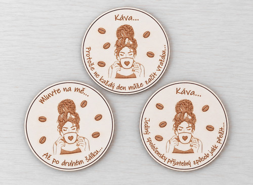 Sada dřevěných podtácků "Káva"