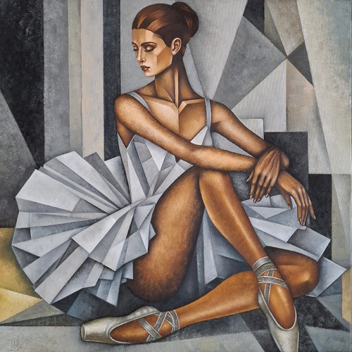 Backstage – originální olejomalba 70 × 70 cm