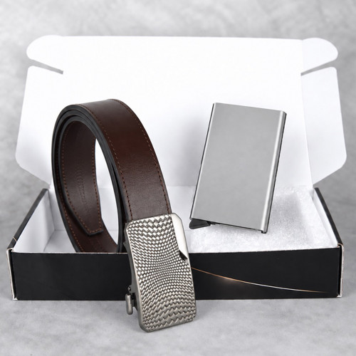 Darčekový set – kožený opasok + RFID púzdro