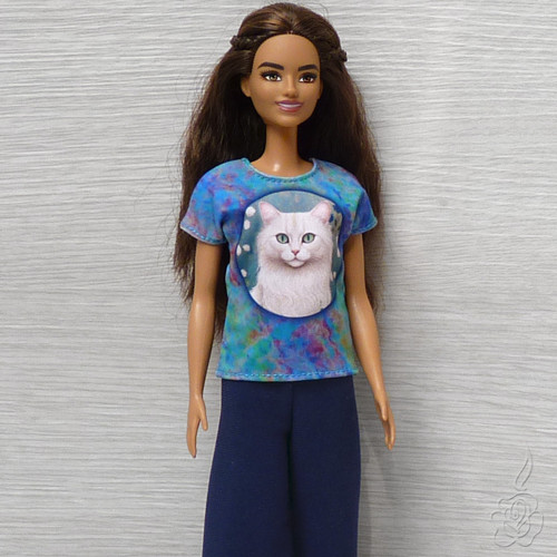 Tričko pro Barbie - Bílá kočka