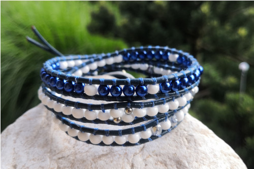 Náramek Wrap Bracelet v bílo - modré