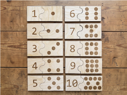 Montessori učíme se počítat-dřevěné puzzle s čísly