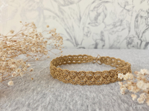 Zlatý krajkový choker #1, délka vzoru 33 cm
