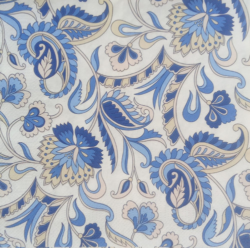 "Modré květy" Ubrousek z papíru na decoupage