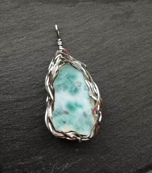 Larimar- přívěsek, chirurgická ocel