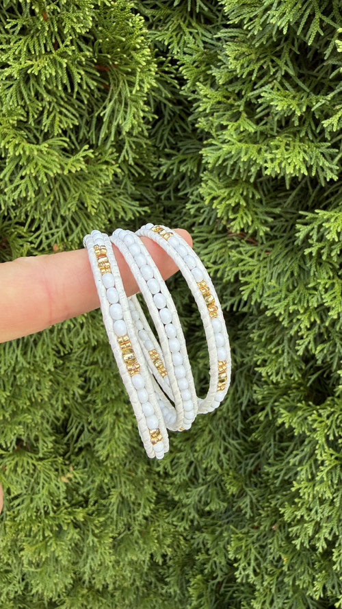 Náramek Wrap Bracelet v bílo - zlaté barvě