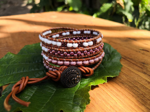 Náramek Wrap Bracelet v hnědo - růžové barvě