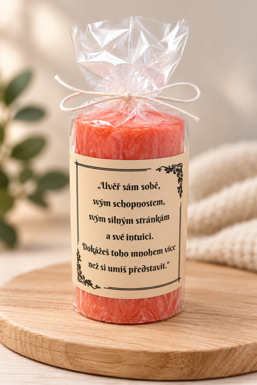 Svíčka s citátem – lososová