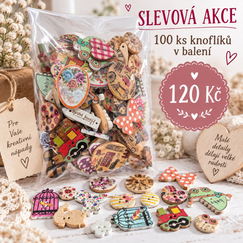 Sada č.4. dekorativní knoflíky – 100 ks