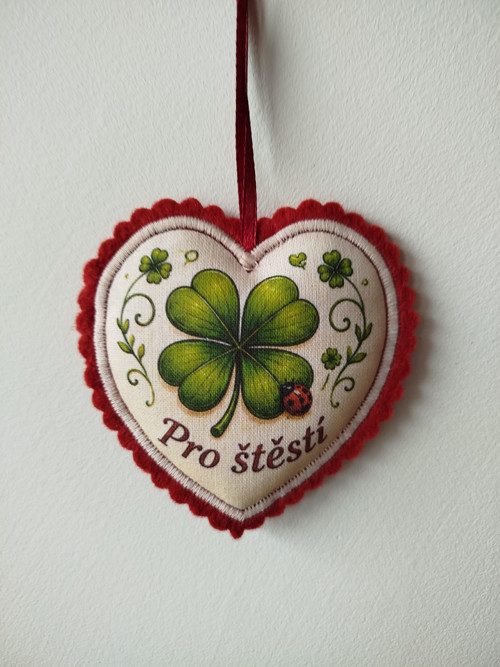Látkové srdíčko Pro štěstí