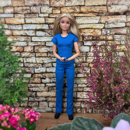 Elastické kalhoty pro Barbie - modré — foto 1