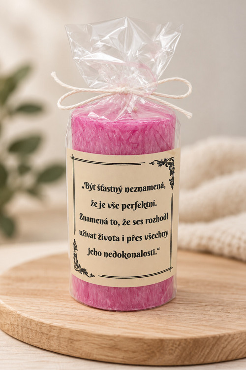 Svíčka s citátem – růžová