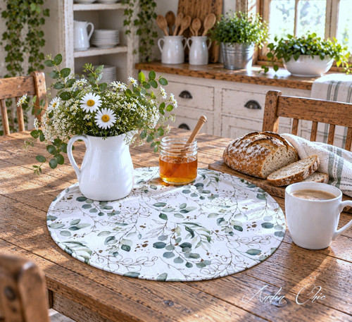 Kulaté prostírání Zelené lístky — foto 1