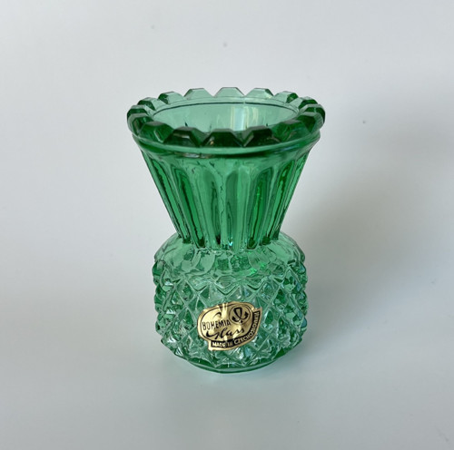 Bohemia Vázička 6.5 cm, lehce uranové sklo
