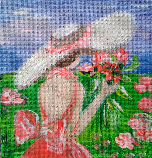 Mini obrázek malován acrylem na plátno