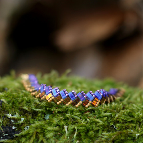 Náramek Tila beads - fialovo zlatý