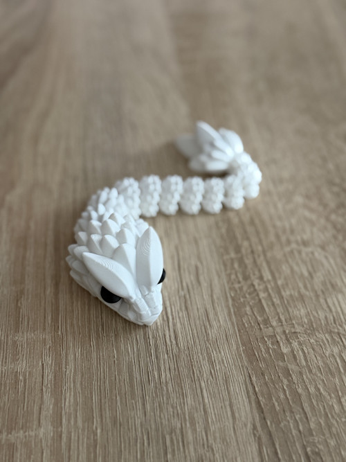 Flexibilní drak 21cm - 3D tisk bílý