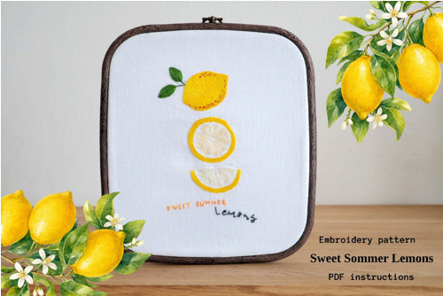 Vyšívací předloha CITRONY – PDF návod | Sweet Summ