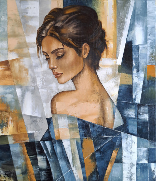 Reflections – originální obraz ženy, 60 × 70 cm
