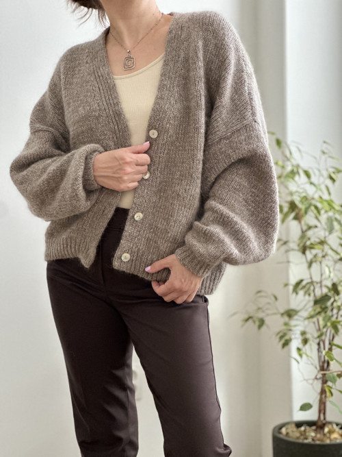 Luxusní kardigan z kid mohéru a Virgin Merino