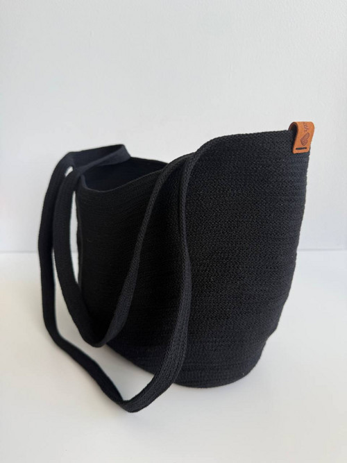 Černá shopper taška z bavlněné šňůry