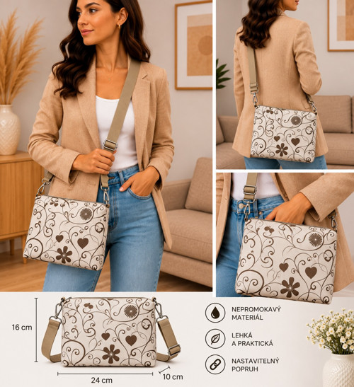 CROSSBODY KABELKA - S - kočárkovina