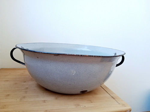 Smaltovaná šedá mísa 45 cm SFINX dekorace