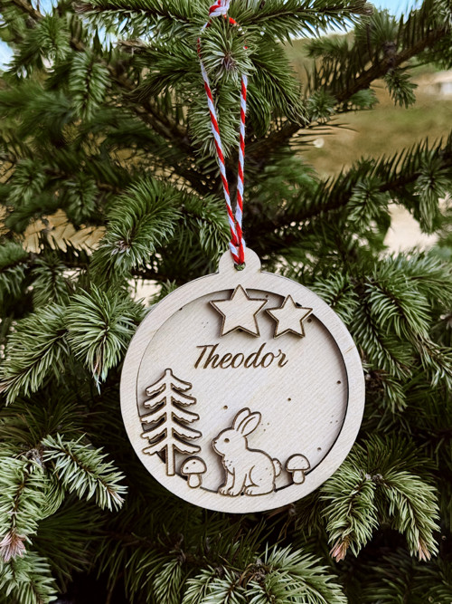 Vánoční ornament se zvířátkem a jménem