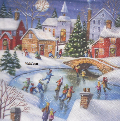 Ubrousek z papíru na decoupage "Bruslení"