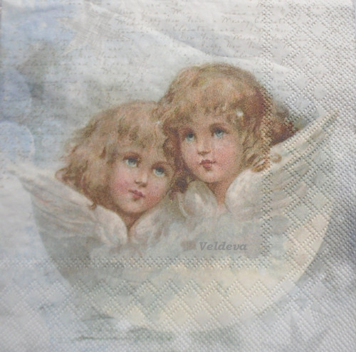 Ubrousek z papíru na decoupage "Dva andílci"