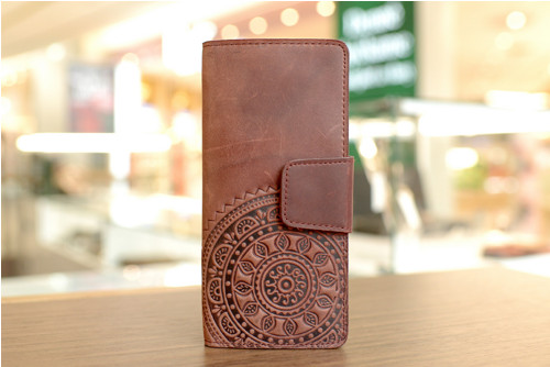 Peněženka-longer "M2-MANDALA-mini". Kůže. vínová