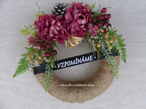 Dušičkový věneček jutový větší pr.20cm