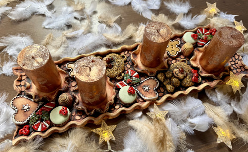 Adventní svícen s vůní medu s medvídky…