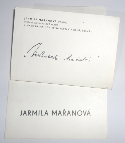 POZVÁNKA výstava, autogram 1974 • J. Mařanová