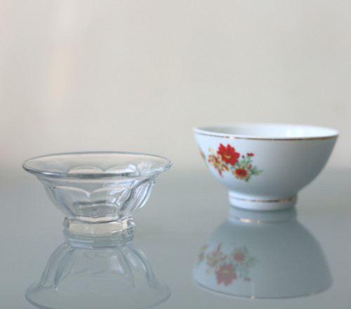 Sada 2x Miska, ručně malovaná, porcelán, sklo