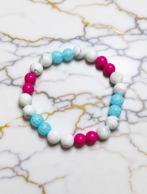 Bílo růžovo modrý náramek