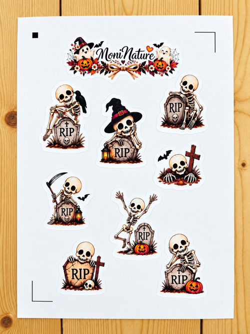 Halloweenské samolepky – kostlivci — foto 1