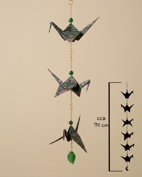 Origami závěs s šesti jeřáby - les