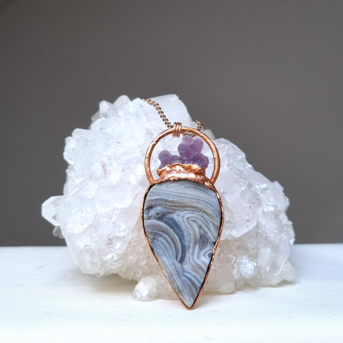 Hroznový chalcedon a chalcedonová drúza - šperk