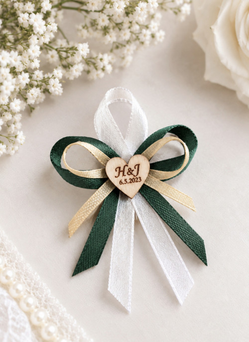 Zelená se smetanou a monogramy