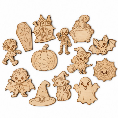 Dřevomalovánky - Halloweenská strašidla 13 kusů