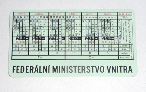 Kartičkový KALENDÁŘ 1983 • Federální MV