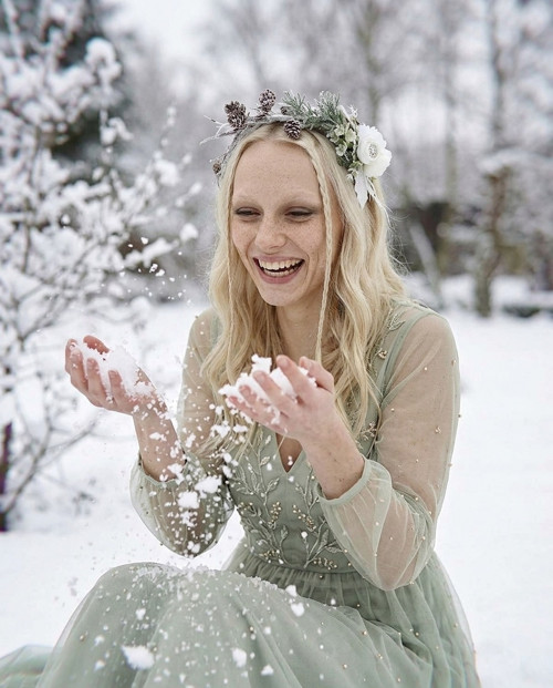 Zimní květinová čelenka boho