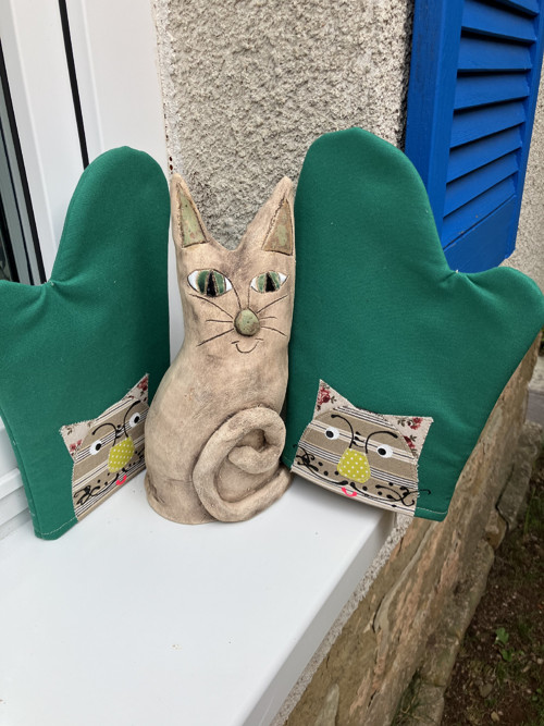 Chňapky zelené s kočkami