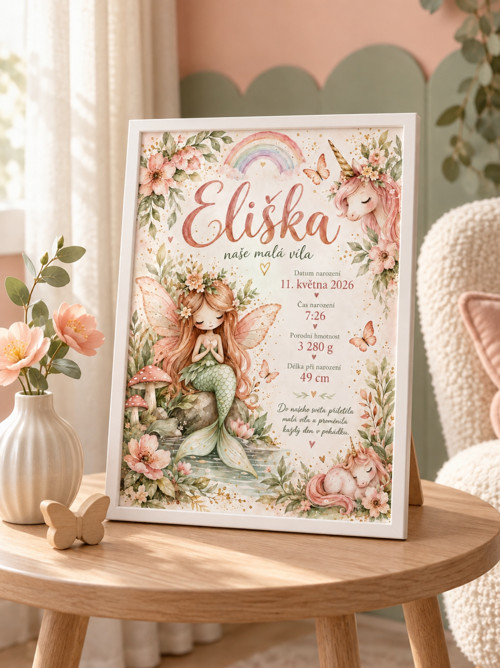 Dětská metrika – mořská víla a jednorožci