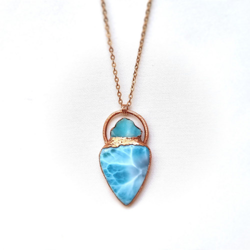 Larimar a hemimorfit - autorský šperk
