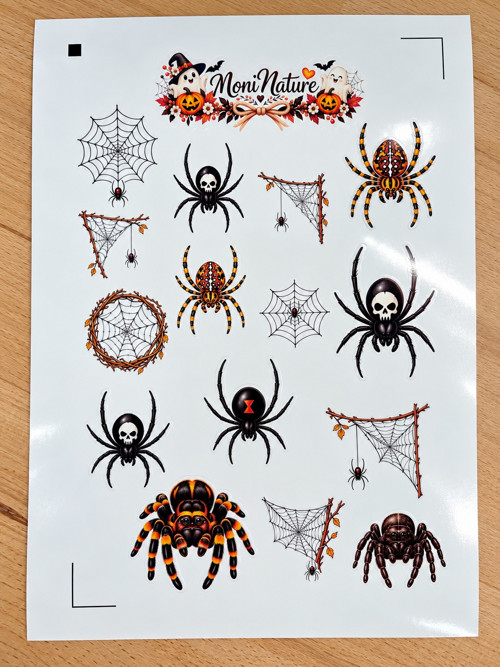 Halloweenské samolepky – Pavouci a pavučiny