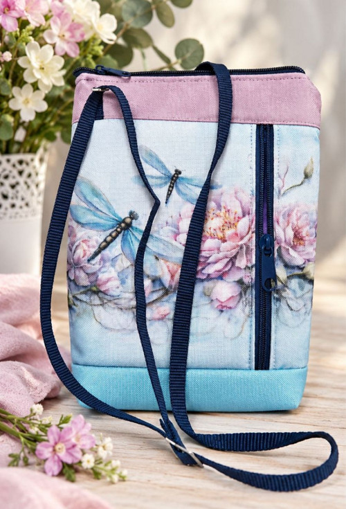 Vážky a pivoňky - crossbody