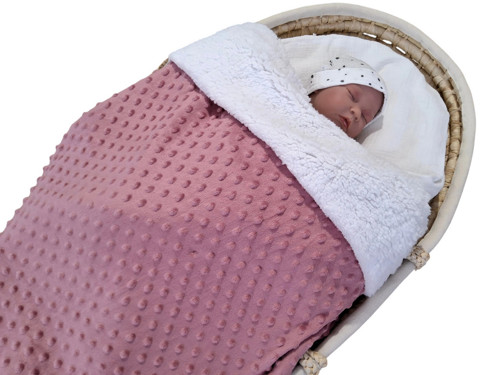 Teplá deka - minky s beránkem - starorůžová